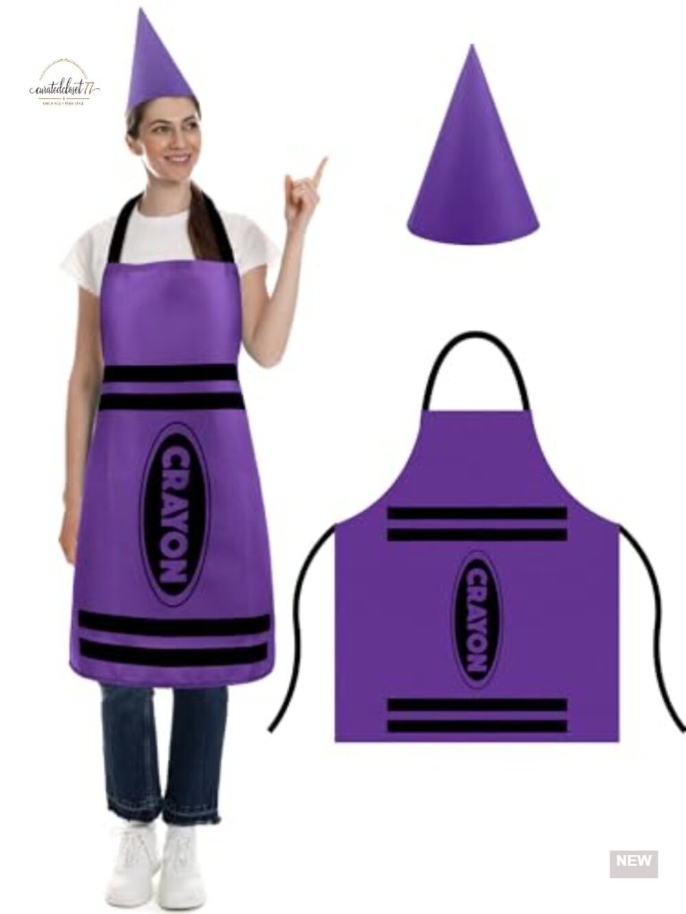 Crayon Costume Set with Apron and Cone Hat, Felt and Fiber Cotton